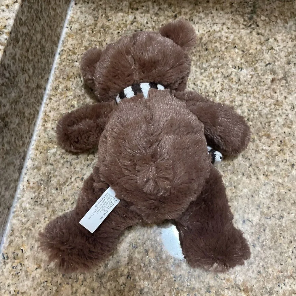 Ms. Teddy Bear Inc Solid Brown Teddy Bear Plush w/ scarf Stuffed Animal Toy 10”